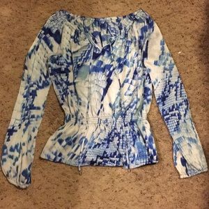 Blue and white blouse